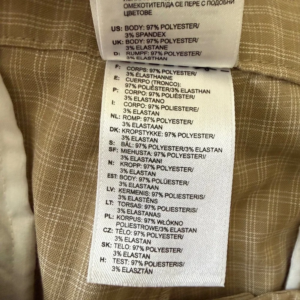 Adidas Golf Pants Mens 38 x 30 Tan Grandpa Plaid Flat Front Performance Trousers